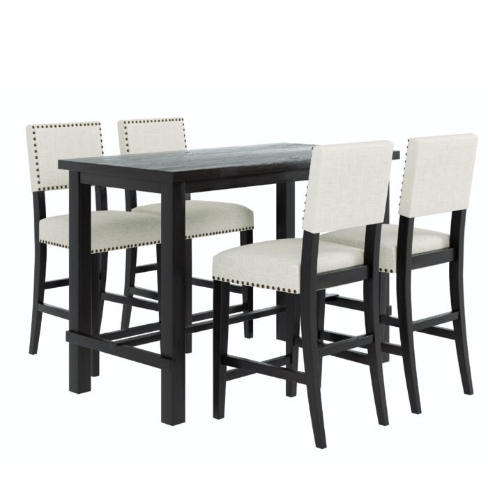 TREXM 5-Piece Counter Height Elegant Table Dining Set with 4 Chairs - Image 8