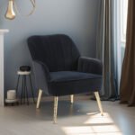 Mid Century Chair velvet Sherpa Armchair for Living Room (Navy)