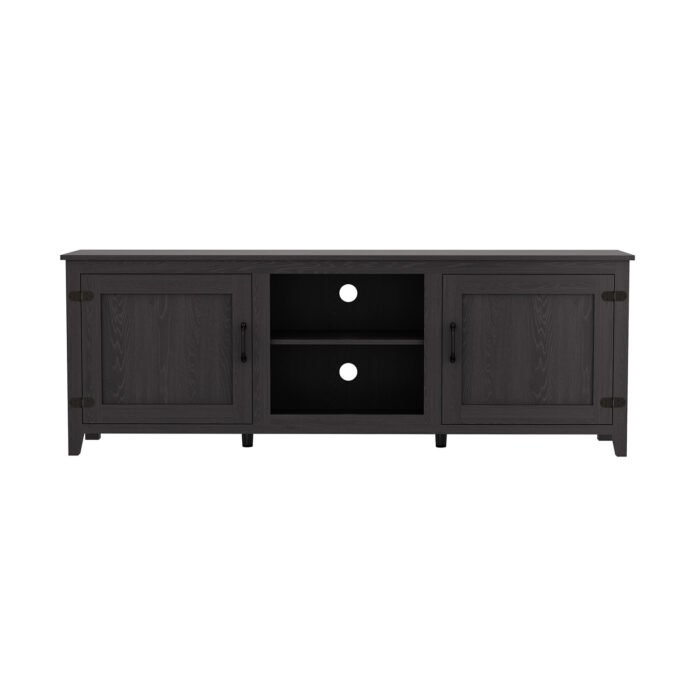 TV Stand Storage Media Console Entertainment Center with doors, Black - Image 10