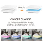 ON-TREND High Gloss Minimalist Design with LED Lights 2-Tier Square Coffee Table White - Image 6