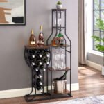 5 layers 11 bottle wine baking rack with hanging wine glass rack and storage rack - Image 3