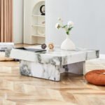 Modern and practical coffee table black with white marble pattern imitation - Image 2