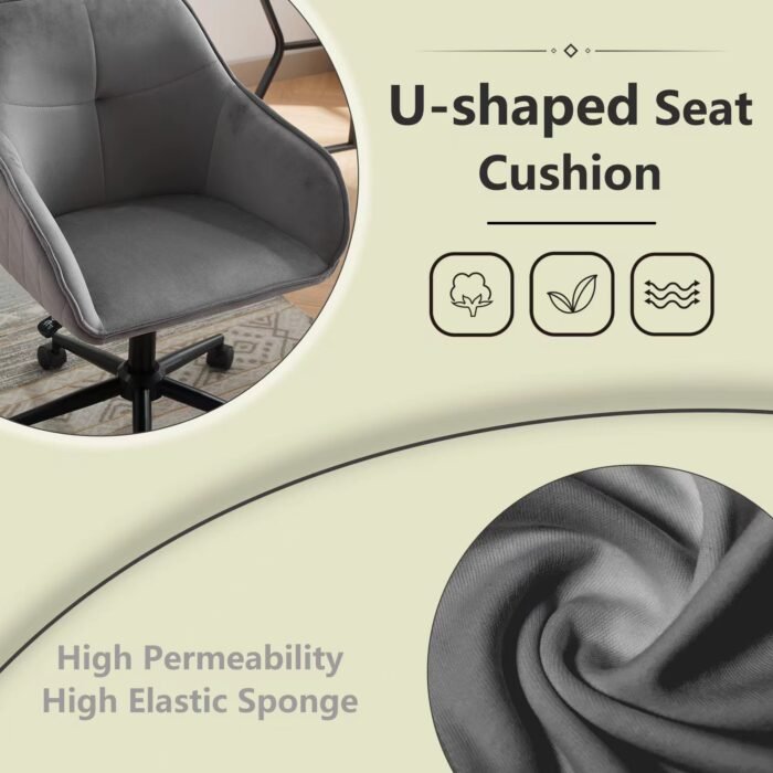Velvet Office Desk Chair with Wheels - Image 9