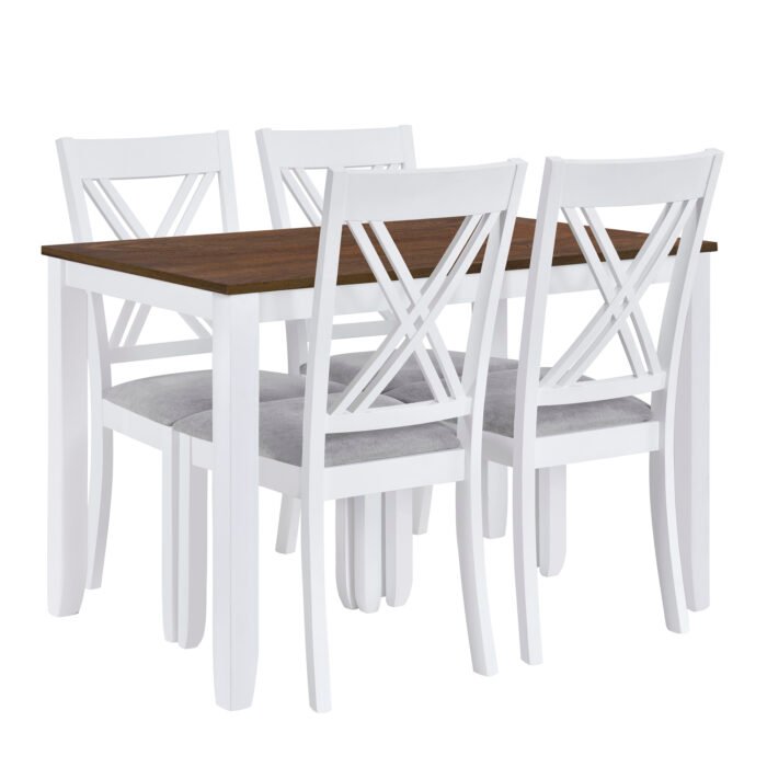 TOPMAX Rustic Minimalist Wooden 5-Piece Dining Table Set with 4 X-Back Chairs - Image 5