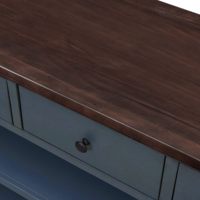 Retro Design Console Table with Two Open Shelves (Navy) - Image 15