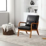 COOLMORE modern style cushion lounge armchair with solid wood frame and a pillow - Image 3