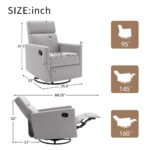 Modern Upholstered Rocker Nursery Chair Plush Glider Swivel Recliner, Gray - Image 20