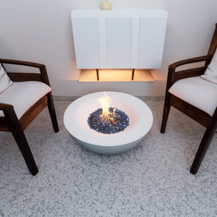 42 Inch Outdoor Concrete Propane gas Fire Pit bowl, Antique white