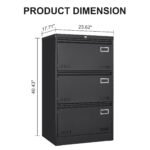 Filing Cabinet with 3 Drawer and Locking, Black - Image 6