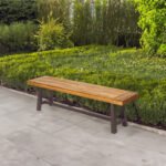 Outdoor Carlisle Benches Sandblasted Brown and Rustic Metal (Set of 2)