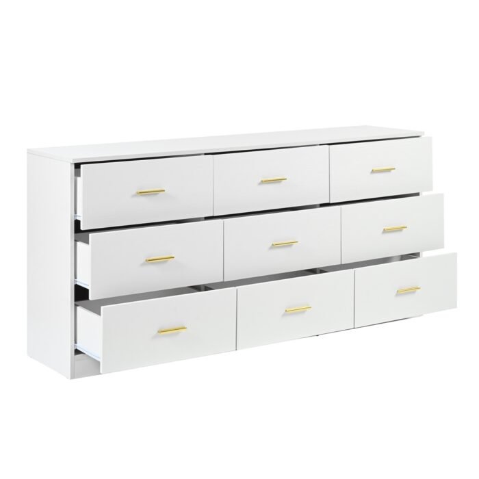 Modern White 9-Drawer Dresser for Bedroom Ample Storage - Image 5