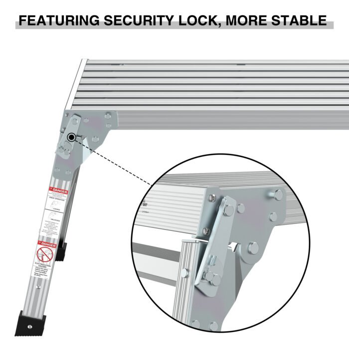 Work Platform Aluminum Portable Bench Folding Ladder ANSI Capacity 225 LBS 40" - Image 16