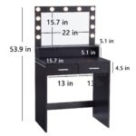 Makeup Vanity Desk with Mirror and Light, Black - Image 6