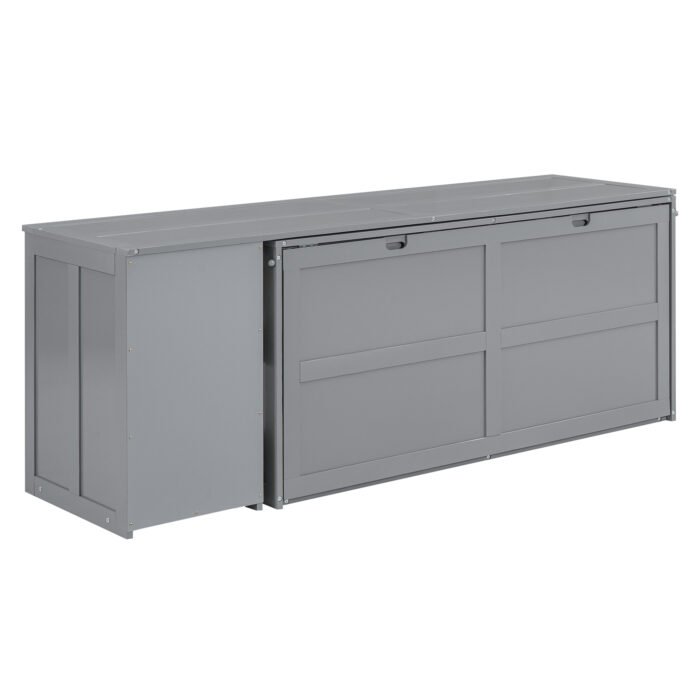 Queen Size Murphy Bed with Rotable Desk  Gray - Image 20