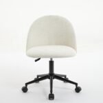Velvet fabric adjustable rotating office chair with mid back, White - Image 12