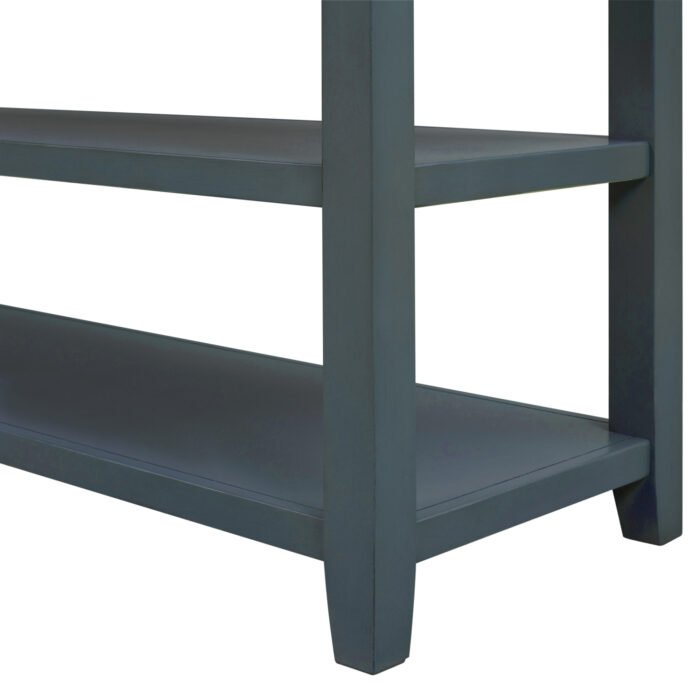Retro Design Console Table with Two Open Shelves (Navy) - Image 19