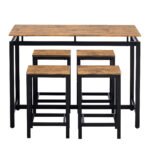 TREXM 5 pieces compact bar table with table and stool, Brown - Image 9