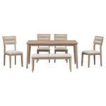 TREXM Classic and Traditional Style 6 Piece Dining Set (Natural Wood Wash） - Image 11