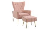 Modern Comfy Accent Chair with Ottoman for Living Room, Pink - Image 12