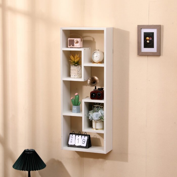Freestanding Wooden Open Bookcase with 5 Cubes and 2 keyhole hangers - Image 3