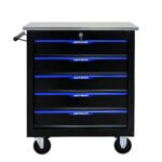 5 Drawers Multi Functional Tool Cart With Wheels, Black and Blue - Image 6