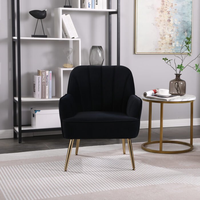 Mid Century Chair velvet Sherpa Armchair for Living Room (Navy) - Image 5
