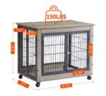 Furniture Dog Cage with Double Doors Grey - Image 7