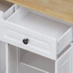 Kitchen Island Cart with Two Locking Wheels and Two Drawers Spice Rack - Image 16