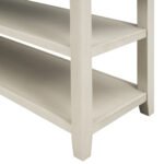 Retro Design Console Table with Two Open Shelves (Espresso+Beige) - Image 21