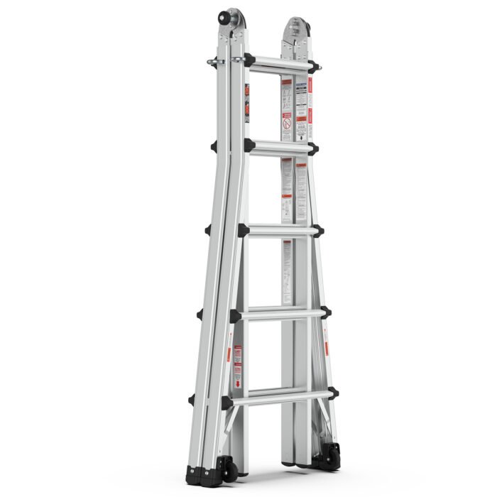 Aluminum Multi-Position Ladder with Wheels, 300 lbs Weight, 22 FT - Image 6