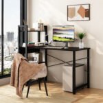 Steel frame computer desk with 4 storage shelves - Image 2