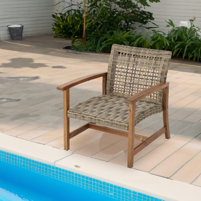 Hampton Wood + Wicker Club Chair (set of 2) - Image 3