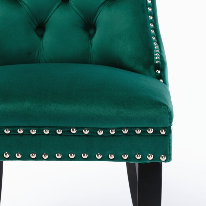 Tufted Solid Wood Contemporary Velvet Upholstered Dining Chairs (2-Pcs Set) Green - Image 14