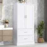 Tall Bathroom Storage Cabinet with Two Doors and Drawers and Adjustable Shelf - Image 3