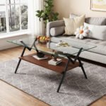 Rectangle Coffee Table with Tempered Glass top and Black Metal Legs - Image 3
