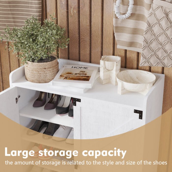 6-Tier  Wooden Shoe Cabinet with Doors and Adjustable Shelves - Image 12