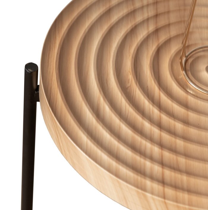 Modern Thread Design Round Coffee Table  with Cross Legs Metal Base (Set of 2) - Image 6