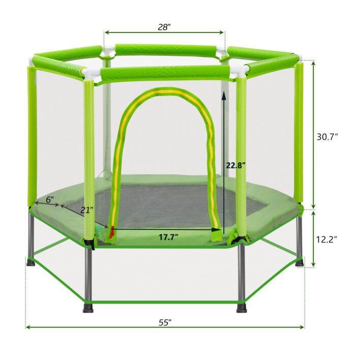 55'' Toddlers Trampoline with Safety Enclosure Net and Balls - Image 7