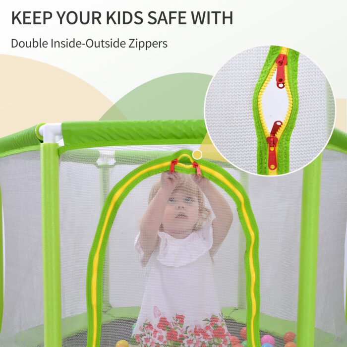 55'' Toddlers Trampoline with Safety Enclosure Net and Balls - Image 14