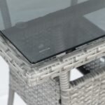 3 Piece Patio Wicker Conversation Set Grey Wicker + white Cushion - Image 19