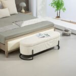 Storage Ottoman chair with safety hinge and soft cushion fabric storage - Image 2