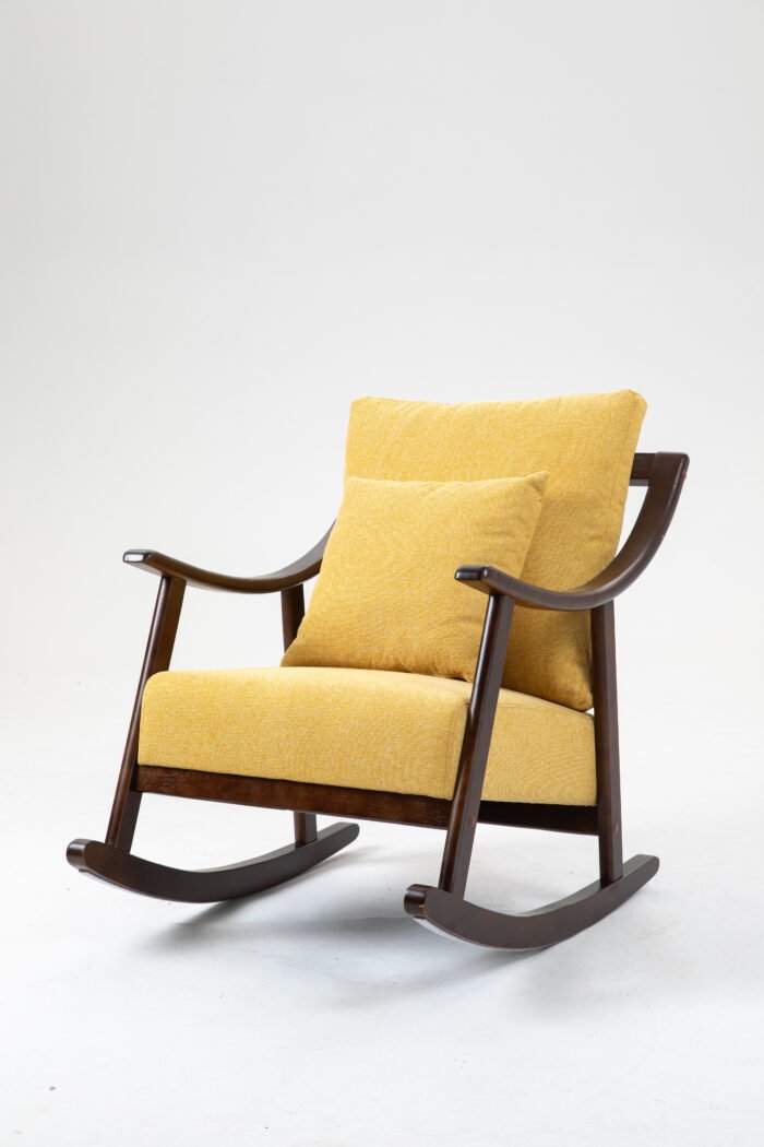 Woven fabric Mid Century Modern Accent Comfy Upholstered Glider Arm Chair - Image 7