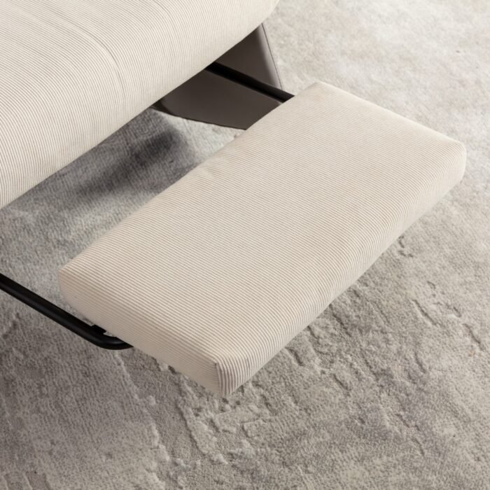 Modern rocking recliner cushioned chair with footstool, gray - Image 4