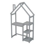 House-shaped Wooden writing Desk Kids study Table Bookshelf Gray - Image 11