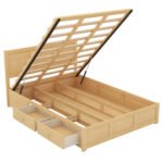 Full Size Wood Platform Bed with Underneath Storage and 2 Drawers Wooden - Image 7