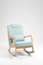Rocking Chair Upholstered Fabric Armchair with High Backrest - Image 2