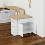 Multi Functional Kitchen Island Cart with Towel Holder, Wine Rack, and Foldable Table Top - Image 4