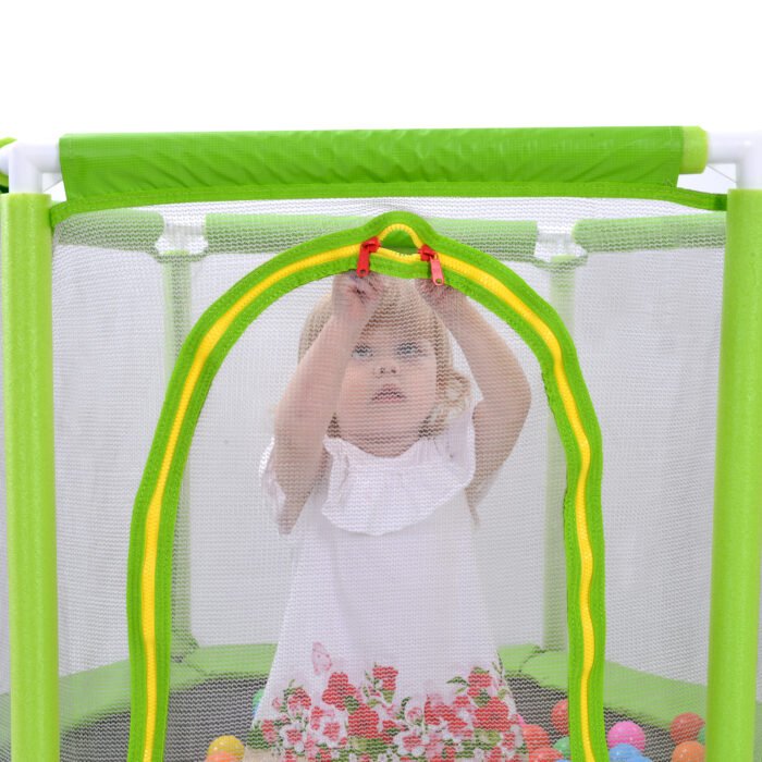 55'' Toddlers Trampoline with Safety Enclosure Net and Balls - Image 11