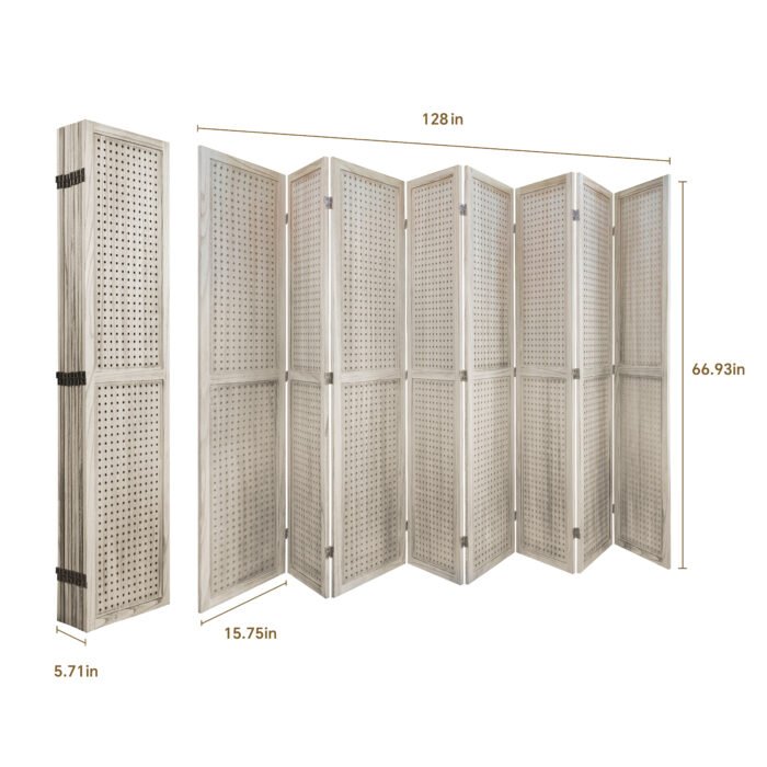 8 Panel Wooden Folding Room Divider Display for Privacy (5,6ft) - Image 9