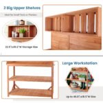 Large Wooden Farmhouse Rustic Outdoor Potting Bench Table - Image 6